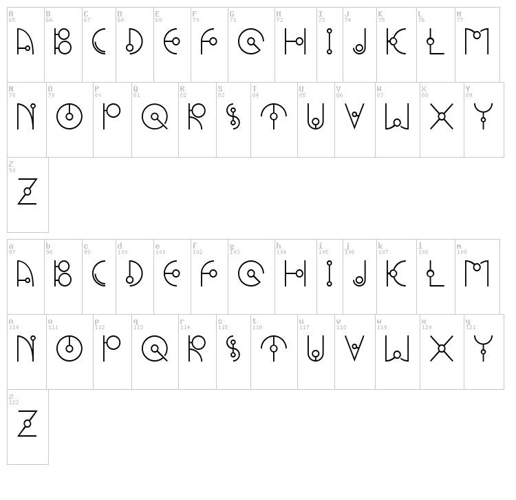 Ufo Nest font map